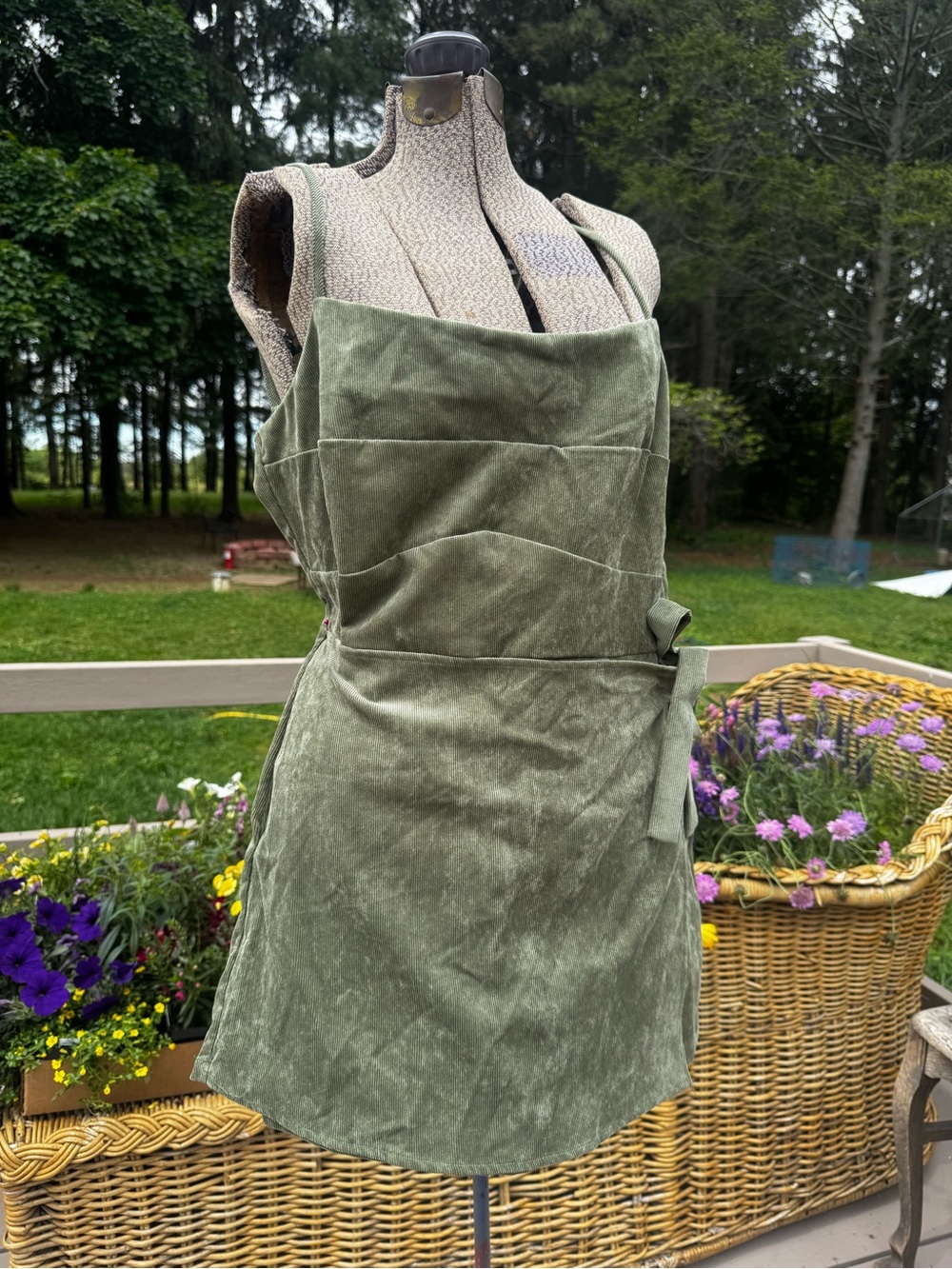 Francescas corduroy spaghetti strap, wrap Skort Dress NWT